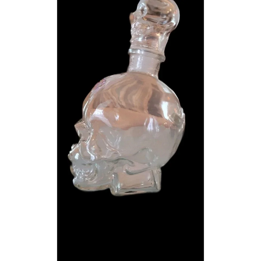 Glass Clear Skull Shaped Decanter Bottle with Airtight Skull Shaped Stopper NEW